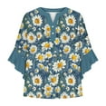 thumbnail image 4 of Penkiiy Women's 3/4 Flutter Sleeve V-Neck Casual Boho Blouse - Summer Ready Loose Fit Floral Print Top, 4 of 5