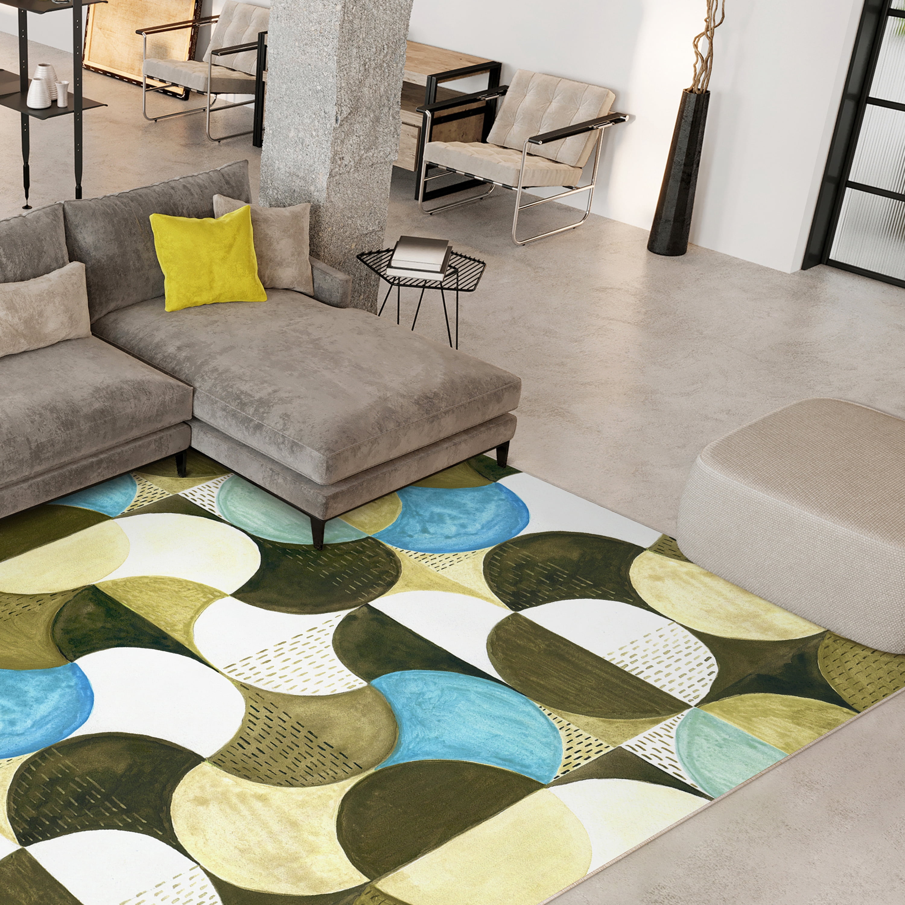 Geometric II Washable Geometric Art Area Rug size 8'x10', Power-loomed, Heavenly Softness with Non-Slipping Backing