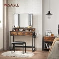 thumbnail image 1 of SONGMICS HOME Juego de Mesa de Maquillaje con Espejo Triple, Tocador con Espejo y Taburete, 3 Cajones, Escritorio de Maquillaje, Soporte para Secador, Industrial, Marrón Rústico y Negro RVT004B01, 1 of 6