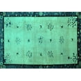 thumbnail image 1 of Ahgly Company Machine Washable Indoor Rectangle Oriental Turquoise Blue Asian Inspired Area Rugs, 2' x 3', 1 of 4