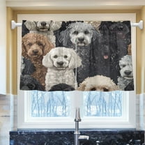 Ryvnso Doodle Puppy Dog Half Curtains Sets Tier 2 Panels Short Curtain Rod Pocket 27"W x 36"L