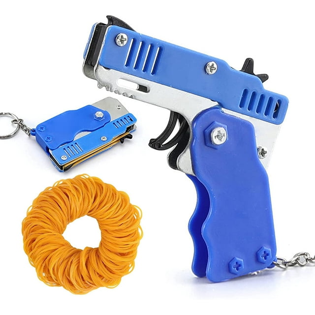 Mini lanzador de bandas elásticas plegable Toy QKUDNGHY con 60 bandas