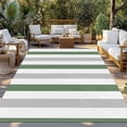 thumbnail image 3 of Outdoor Rug 4x6 ft Striped Waterproof Outdoor Patio Rug Mat Non Slip Outside Area Rugs Carpet for RV,Camping,Porch,Deck,Pool,Balconybackyard,Sage Green Grey White, 3 of 9