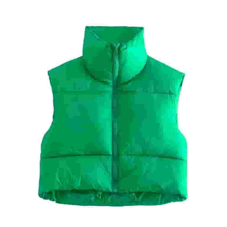 激安ショップ 食品 Women's Sksloeg Cropped Stand Up Zip Winter Vest Puffer Vests