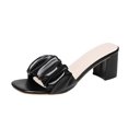 thumbnail image 1 of RXMEKW Ruched Mule Slippers for Women with Block Heel Slip-On Design in Assorted Colors, 1 of 9