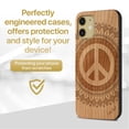 thumbnail image 2 of Case Yard Wooden Case Outside Soft TPU Silicone, Slim Fit Shockproof Wood Protective Phone Cover for Girls Boys Men and Women, Supports Wireless Charging Peace Mandala Design case for iPhone-12-Mini, 2 of 7