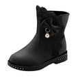 thumbnail image 2 of GUOBIOZIY Toddler Kids Girls Zipper Round Toe Ankle Boots Low Heel Slip on Dress Booties Winter Shoes (Toddler/Little Kid) (Black,9.5-10 Y), 2 of 7