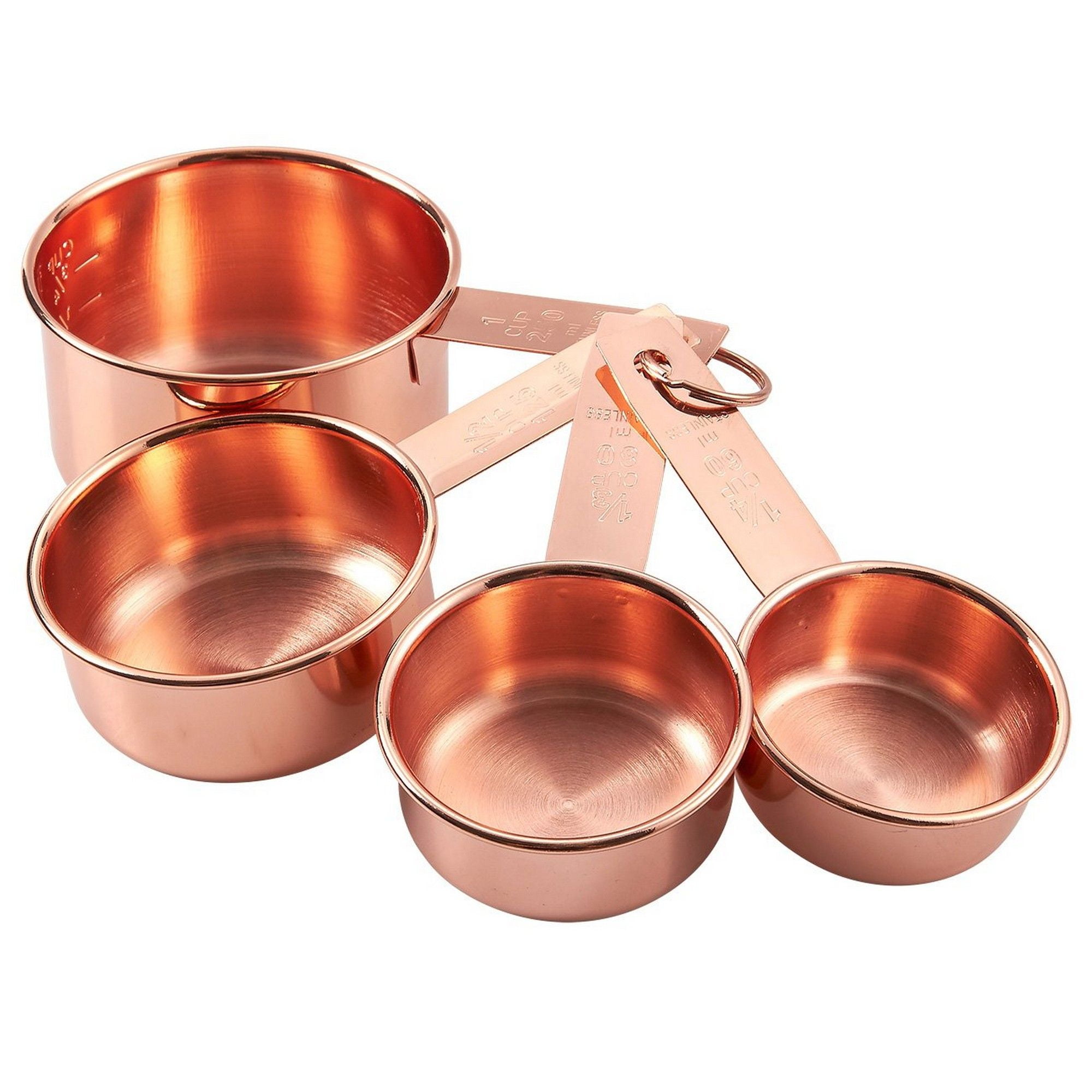 4 Piece Set Of Stainless Steel Measuring Cup Set Copper Plated Metal 