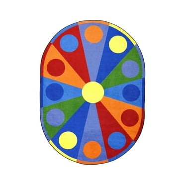 Joy Carpets 1676DD Kid Essentials Color Wheel Early Childhood Oval Rugs  Multi Color - 7 ft. 8 in. x 10 ft. 9 in.