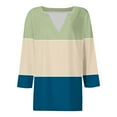 thumbnail image 5 of ylioge S-5X Womens Plus Size 3/4 Sleeve T Shirts V Neck Tops Ladies Casual Color Block Pullover Basic Comfortable Going-Out Loungewear Tees Top, 5 of 5