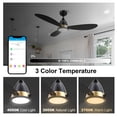 thumbnail image 6 of SMAAIR 52" Balck and Gold Smart Ceiling Fans with LED Light Remote 3 Blades for Patio Living Room Bedroom Office, 6 of 9