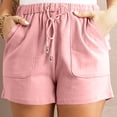 thumbnail image 1 of Pantalones cortos deportivos casuales de talla grande de color liso a la moda para mujer de Augper, 1 of 7