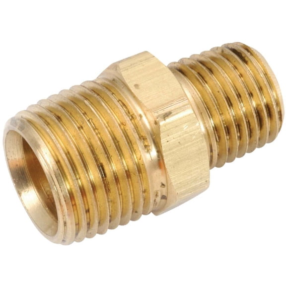 Anderson Metals 756123-0806 Lead Free Reducing Hex Nipple, Brass, 1/2" x 3/8", Each