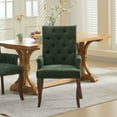 thumbnail image 2 of CQSXDA Stylish Tufted Accent Dining Chair with Upholstered Chenille Fabric and Curved Solid Wood Legs, Single Pack, Olive Green, 2 of 18