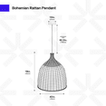 thumbnail image 6 of Ozarke Bohemian Rattan Bamboo Pendant Light Fixture, Hanging Lamp for Living Room, Dining Room & Kitchen, 6 of 6