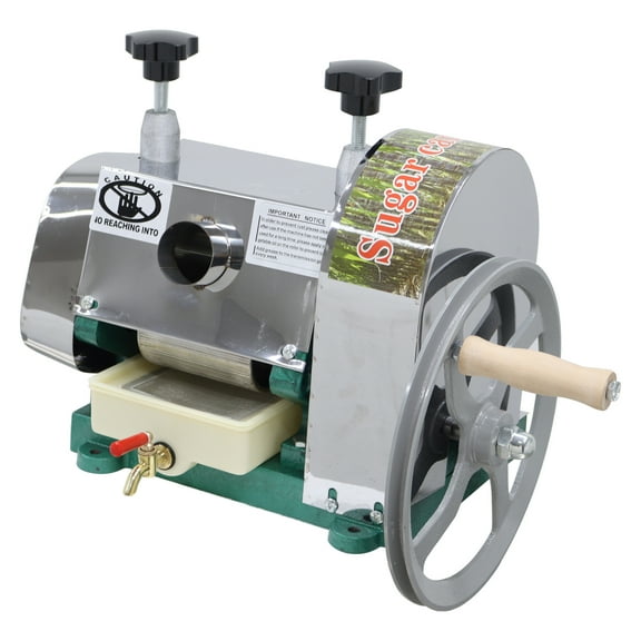 Manual Sugar Cane Ginger Press Juicer Stainless Steel Sugarcane Squeezer 3 Rollers with 2 Peeling Knives 330LBS/H