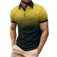 thumbnail image 2 of WXLWZYWL Men's Quarter Zip Golf Polo Shirts Plus Size Short Sleeve Zipper Up gradient Sparkly Summer Business Casual Loose Work Polos Yellow M, 2 of 6