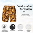 thumbnail image 3 of Yiaed Desert Camouflage Print Mens Swim Trunks Bathing Suit Compression Liner Beach Swim Shorts Swimwear Quick Dry Zipper Pocket No-Chafing Board Short-, 3 of 6