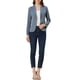 thumbnail image 2 of Blazer de trabajo para mujeres INSPIRE CHIC con solapa, manga larga, traje blazer en gris azul, talla 2XL, 2 of 7