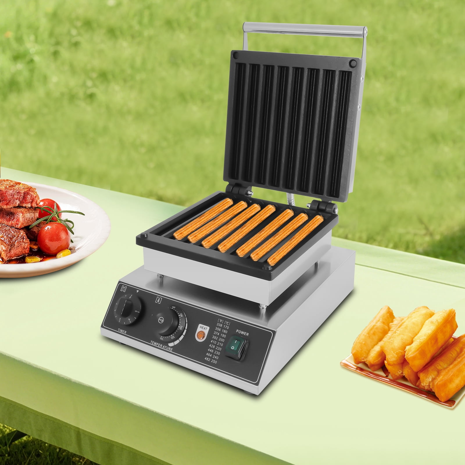 8 Pcs Commercial Waffle Maker Teflon Waffle Stick Maker 1500w Stainless Steel for Fast Food Restaurants