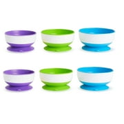 Munchkin 6 Count Stay Put Suction Bowl (Pack of 2) 2 Pack (Purple, Green & Blue)