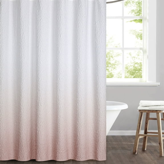 Artisan 34 Printed Ombre 3D Textured Embossed Shower Curtain-Seafoam