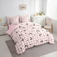 thumbnail image 4 of Homewish Kawaii Pink Buffalo Twin Bedding Sets 7-Piece for Kids, Princess Bowknot Bow Bedding Comforter Set, Love Heart Reversible Sheet Sets, Lightweight Room Decor, 4 of 8