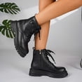thumbnail image 4 of WAVSUF Women's Platform Moto Boots Arch Support Closed Toe Wide Width Fall Daily Office Boots Black 6, 4 of 7