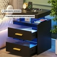 thumbnail image 3 of VKCC RGB LED Nightstand with 2 Drawers & Charging Station, Modern Bedside Table for Bedroom Living Room, Black, 3 of 8