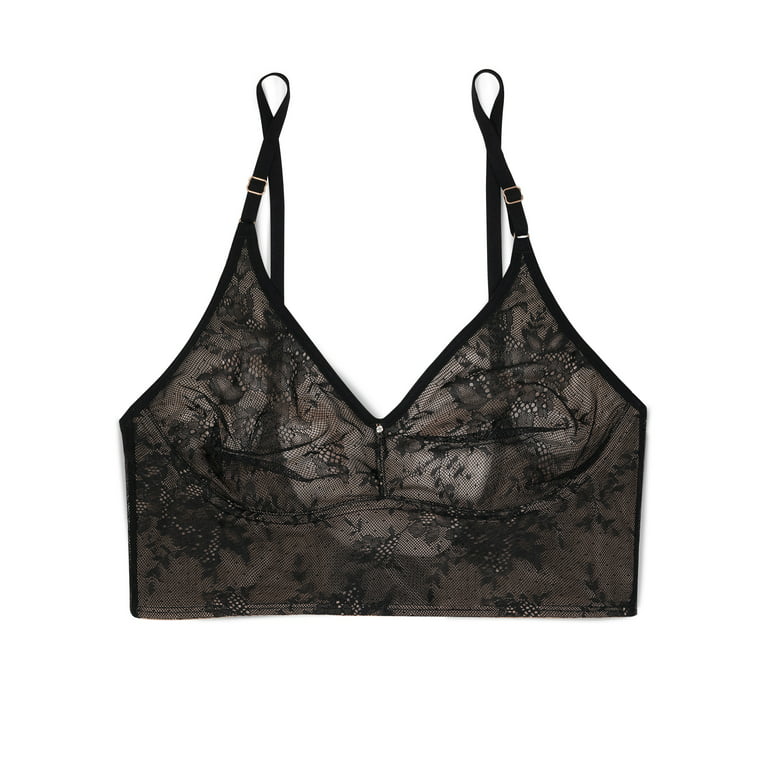 Buy PrettyCat Black Embroidered Lace Bralette For Women (20078