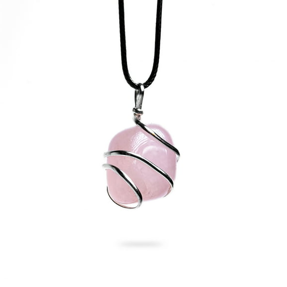 Natural Rose Quartz Raw Crystal Healing Pendant Necklace - for Unconditional True Love Relationships - Premium Carrying Pouch - Crystal Gifts for Women