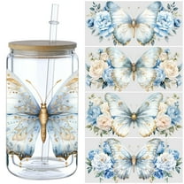 5pcs DIY UV DTF Transfer Stickers, For Glass Tumbler, Waterproof Decals, Plastic Adhesive Label For Bottles And Cups Decor