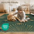 thumbnail image 4 of ODIKA 9'x12' Washable Area Rug Non-Shedding, Easy Care Fan Shaped Botanical Motif Elegant Border Structured Foliage Design for Master Suite, California King, Under Bed, 4 of 7