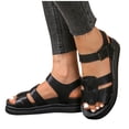 thumbnail image 3 of HomeDM Womens Platform Sandals Open Toe Slip On Buckle Ankle Strap Wedge Casual Summer Beach Sandals, Black Size 9.5, 3 of 9