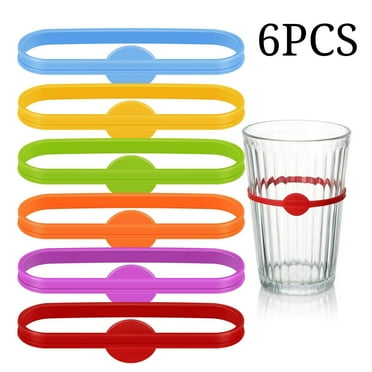 SDJMa 6 Pieces Drink Markers, Glass Cup Wine Glass Bottle Strip Tag Marker, Silicone Drink Markers Wine Glass Charms Markers Tags for Cups, Cocktail Glass Party Solution for Guest
