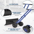 thumbnail image 6 of 29×14-IN Heavy Duty Rolling Snow Shovel with Wheels, 5-Position Angle and Height Adjustable Double Armrests Snow Pusher (Blue + Black), 6 of 7