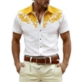 thumbnail image 2 of HOWPAY Mens Shirts Short Sleeve Button down Summer Western Cowboy Print Beach Vacation Tops Casual Regular Fit Oversized Soft Clothes Yellow XXXL, 2 of 4