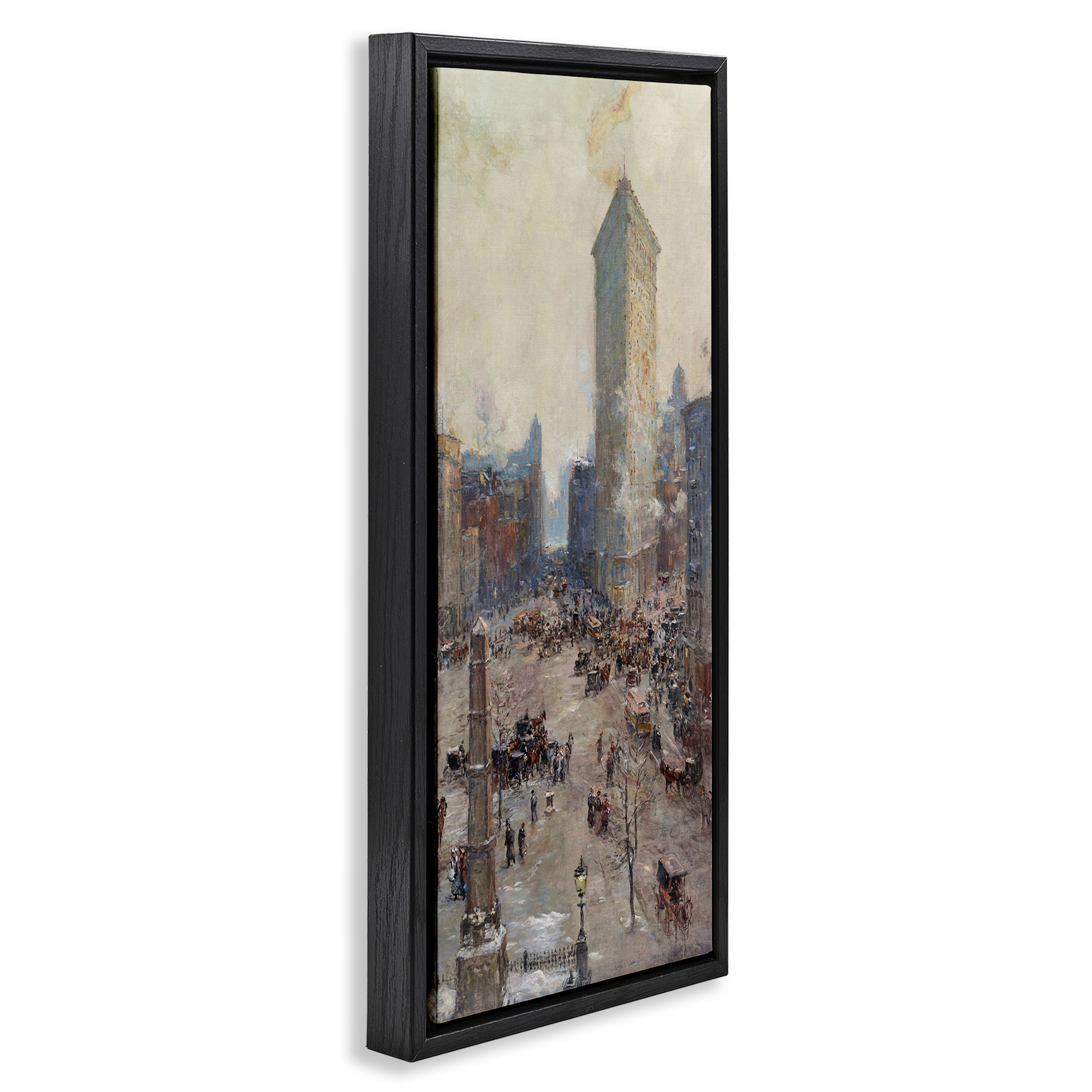 Stupell Industries Classic Cooper Cityscape Scenic & Cityscapes Painting Black Floater Framed Canvas Art Print Wall Art, 11 x 25