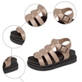 thumbnail image 5 of Rokment Women's Platform Gladiator Sandals Retro Roman Buckles Leather Fisherman Chunky Dress Flats Comfortable Walking Summer Shoes Beach Beige Size 6, 5 of 7