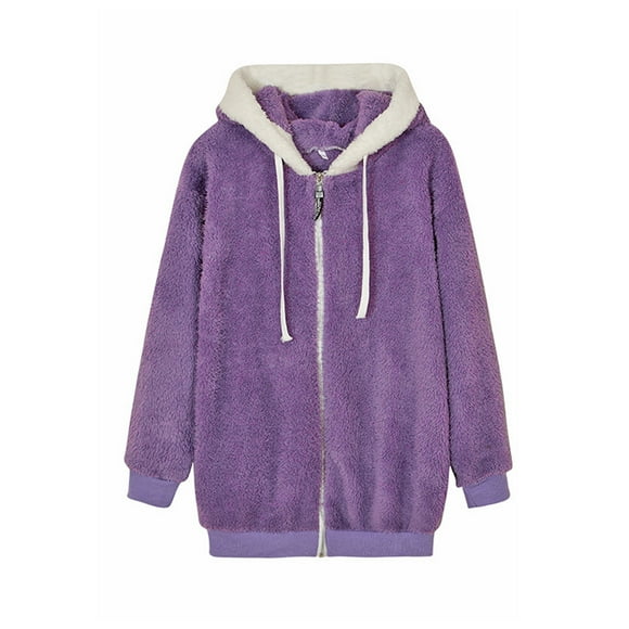 Minnieouse Púrpura Experimente una comodidad inigualable en una capa con capucha y cremallera completa Múltiples estilos disponibles Fácil Abrigos y chamarras morado l
