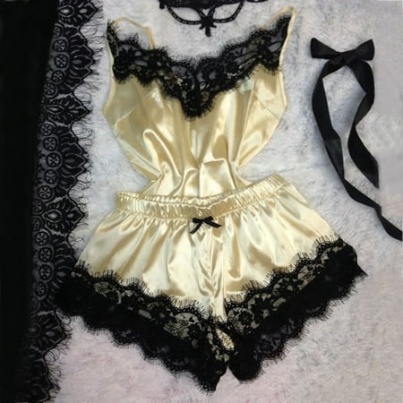 

2PC Lingerie Women Sexy Nightdress Nightgown Sleepwear Underwear Set