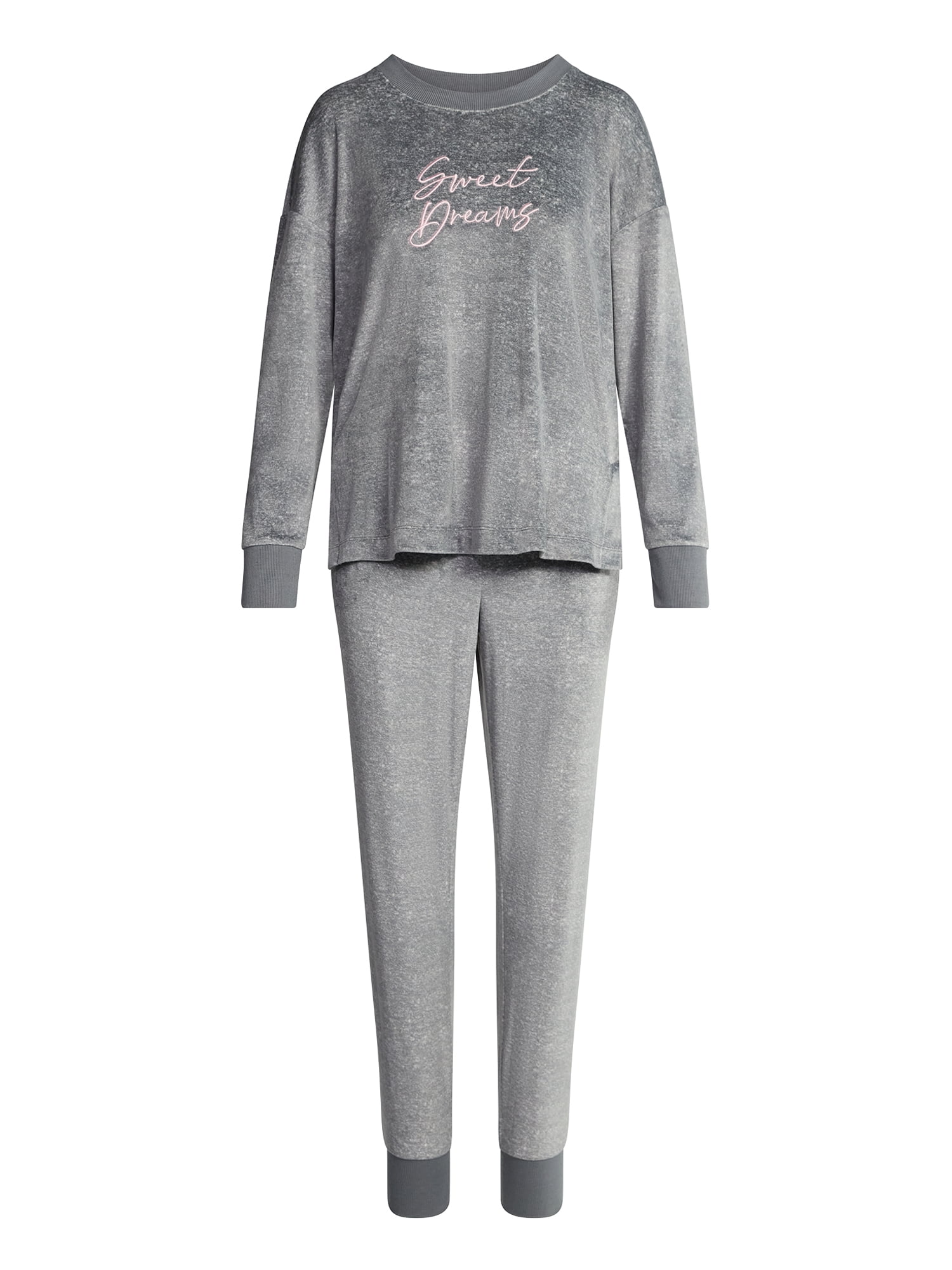Joyspun Women’s Stretch Velour Long Sleeve Top, Pants, and Socks Pajama Set, 3-Piece, Sizes XS-4X