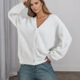 thumbnail image 5 of Ediodpoh Womens Cardigan Sweaters Soft Knit Cardigan Long Sleeve Open Front Loose Fit Casual Outwear Cozy Fall Winter White L, 5 of 9