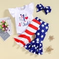 thumbnail image 5 of Quealent Baby 4th of July Outfit Baby Girl Little Girl Short Sleeve Romper Tops Independence Day Set Shorts Pants Summer Outfits Red,12-14 Years, 5 of 5
