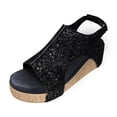 thumbnail image 1 of Women's Sandals Comfortable Summer Casual Open Toe Wedges Beach Shoes Featuring Hook Loop Closure for Fit, 1 of 8