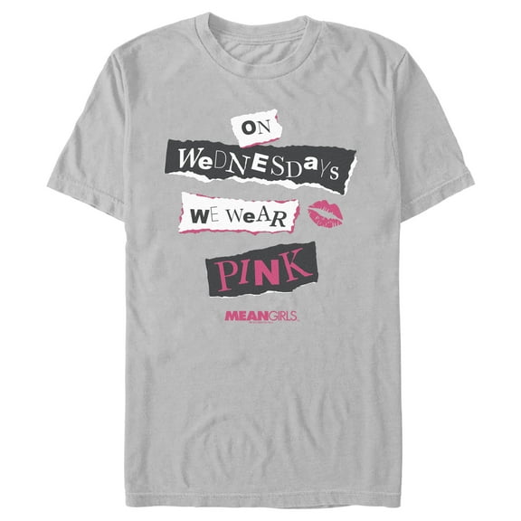 Men's Mean Girls On Wednesdays We Wear Pink Burn Book Graphic Tee Silver 2X Large