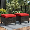 thumbnail image 3 of Meetleisure Outdoor PE Rattan Ottoman, Set of 2, Red, 3 of 7