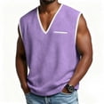thumbnail image 2 of VSSSJ Mens Casual Oversized Tank Top V Neck Waffle Textured Sleeveless T Shirts Color Block Loose Lightweight Summer Beach Shirt Purple M, 2 of 7