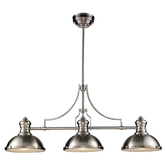 Elk Home Chadwick 13" 3-Light Glass and Steel Island Light in Satin Nickel
