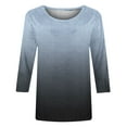 thumbnail image 5 of Tops for Women 3/4-sleeved Round-neck Gradient Printing Casual T-shirt Loose Top Gray S, 5 of 6